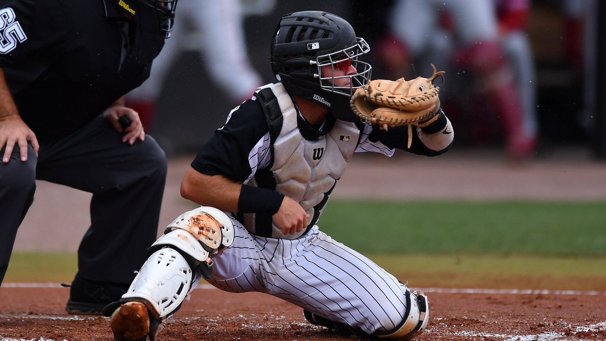 Premium Photo  Sports fitness and baseball catcher with helmet on diamond  in stadium or park in summer sun game sport and baseball player man in  uniform waiting to catch ball on